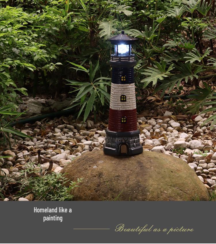 European Outdoor Solar Lighthouse Garden Ornament Waterproof Lamp