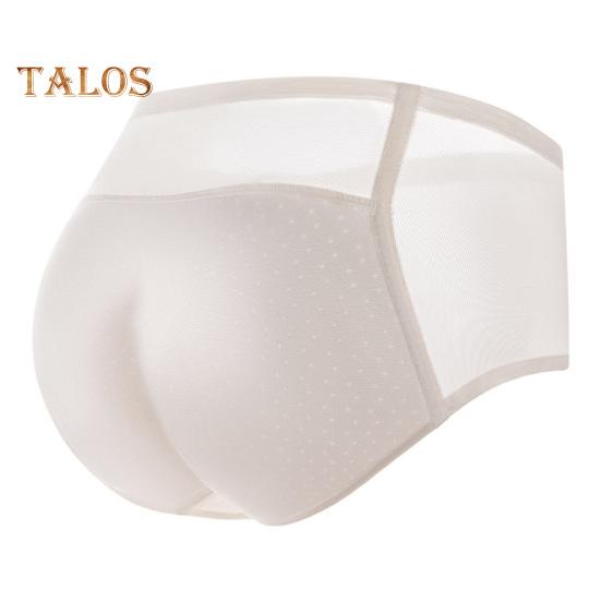 Women Underpants Thin Mesh Patchwork Seamless Mid Waist Butt-lifted Ergonomic Design Fake Butt Padded Butt Enhancer Sponge Hip Pad
