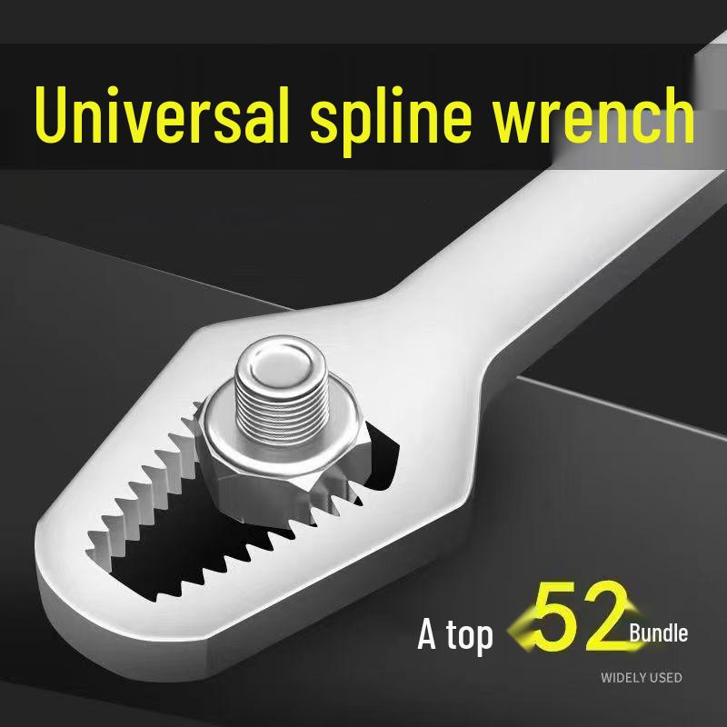Universal Plum Blossom Double-Headed Adjustable Wrench Set Silver Universal Wrench