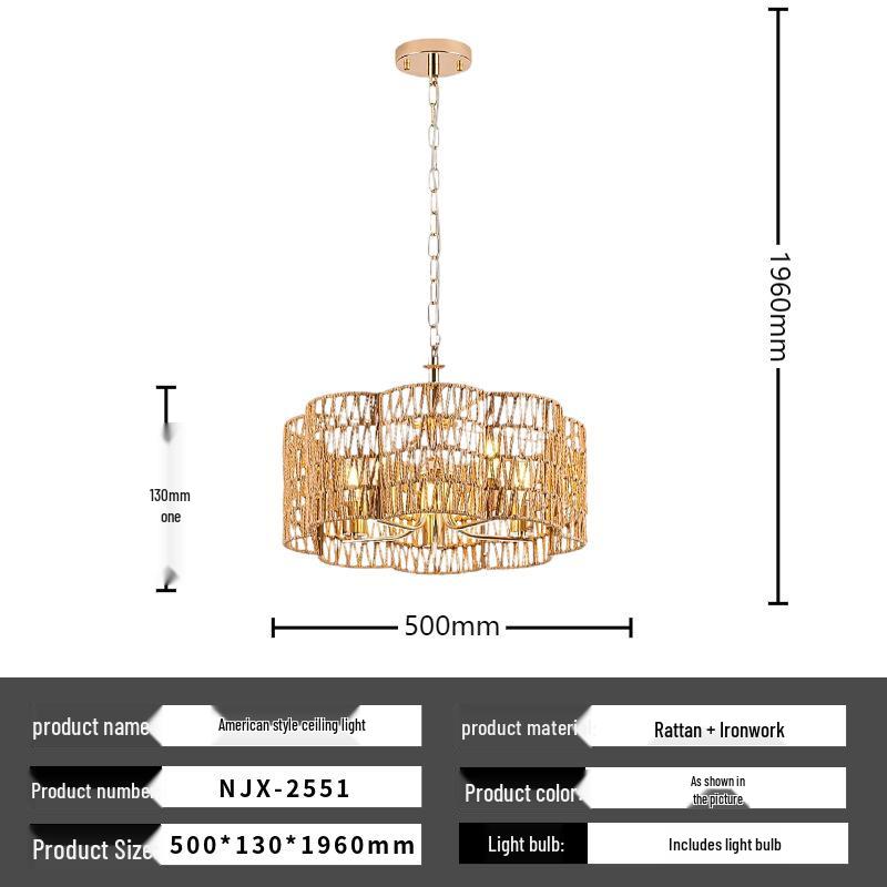 Bohemian Rattan Ceiling Light for European-Style Bedrooms & Hallways