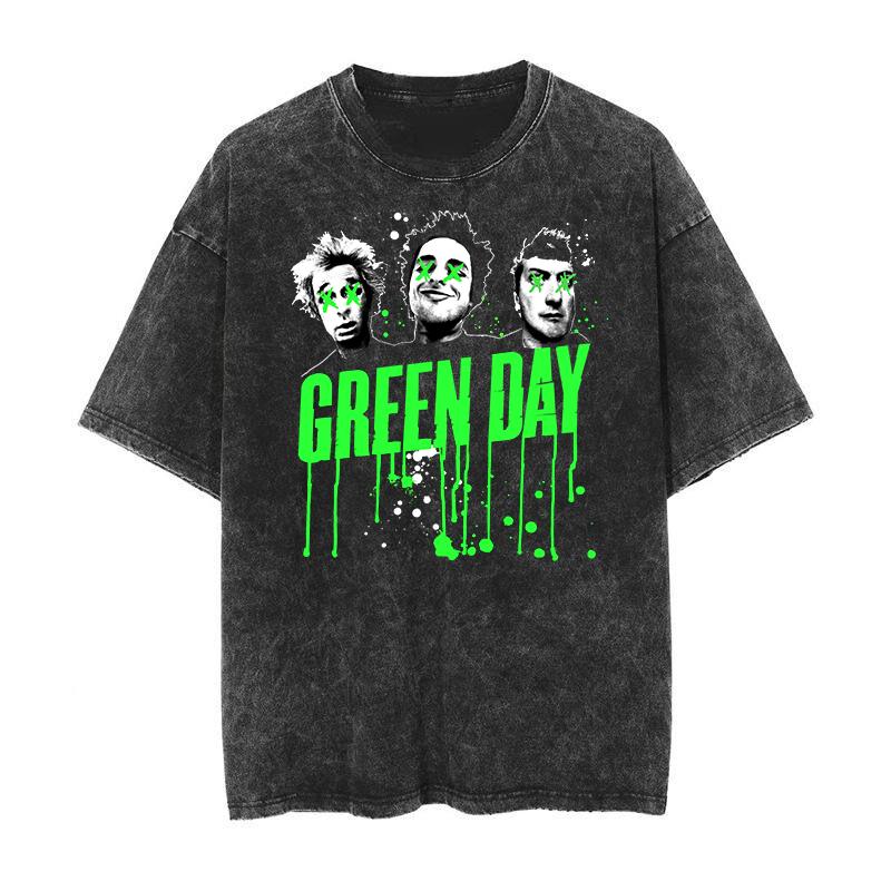 

Футболка з вареної бавовни Green Day Rock Band Унісекс Чоловіча Жіноча З коротким рукавом Топ Предмети першої необхідності для фанів Мода Літо Вінтажна футболка S