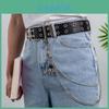 Korean Fashion Punk Waist Belt With Square Iron Buckle And Double Row Rivets For Adults