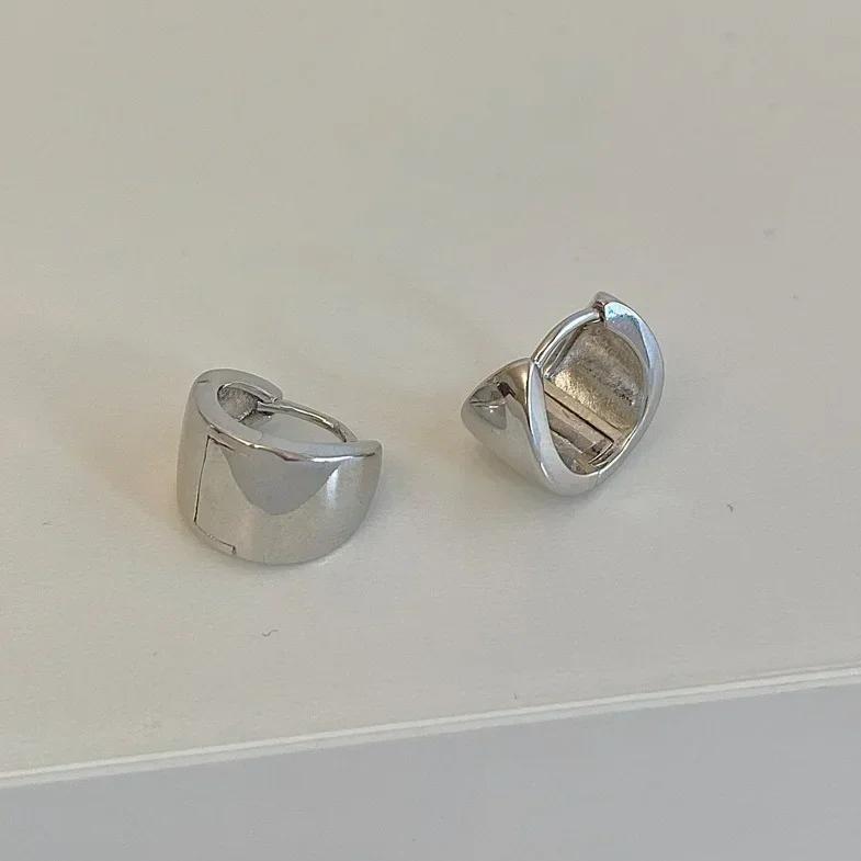 Real  Sterling Silver 10/13MM 14K Gold Round Hoop Earrings for Women Minimalist Geometric Fine  Trendy Accessories