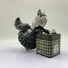 Soybean Catgirl Figurine: Cute Sitting Pose Eating Fish Ornament