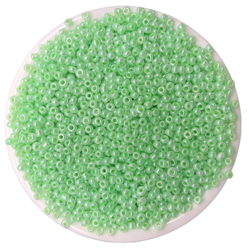 Solid Color 2/3/4mm Glass Seed Beads, Silver Lined, Dyed AB Cream, Round for Handmade Beading & Bracelets.