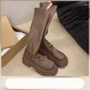 [Uncle Shoes] Pile 2025 Boots Knight Boots Heightened Spice Girl Tall Tube Small Thick-soled Boots Women's New Autumn
