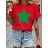 Women Casual T-Shirt with Large Green Star Harajuku Sleeve Casual Women's T-shirt Clothing Street Tops Tees Clothes