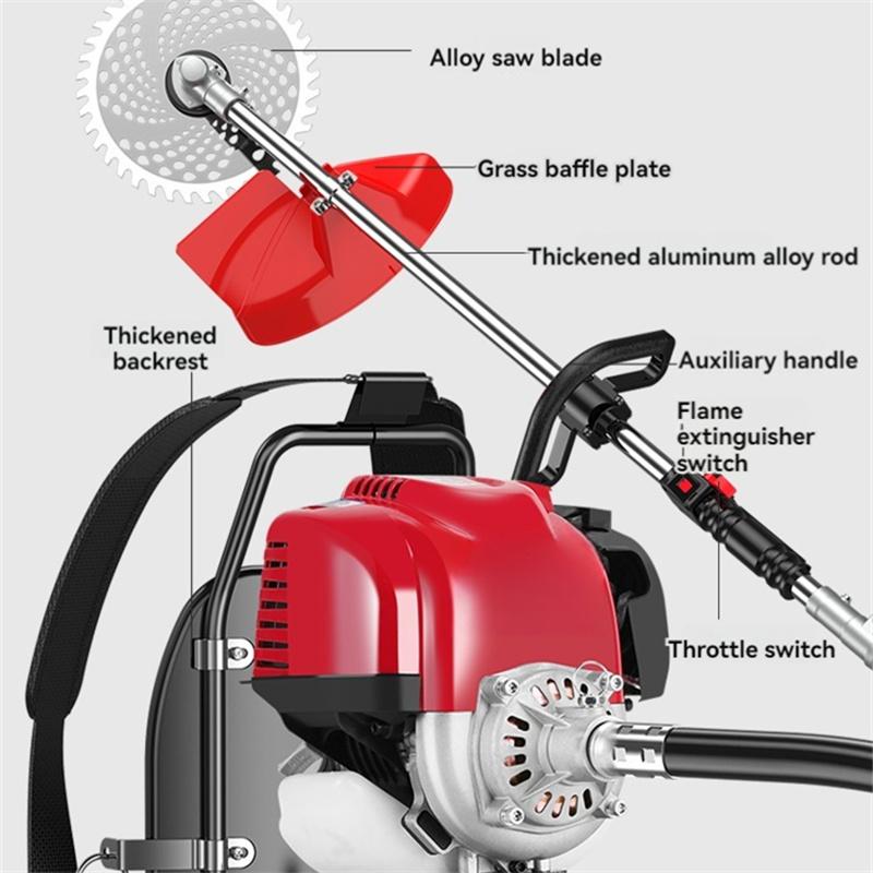 High-power Four Stroke GX35 Engine Lawn Mower Backpack and Side Hanging Weeder Grass Cutter Eradicator
