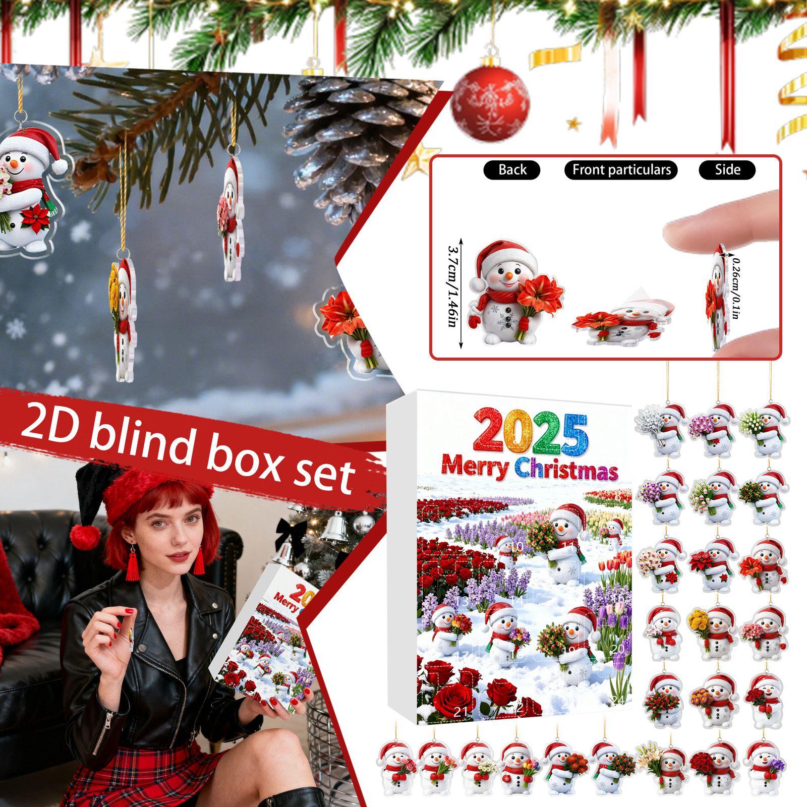 

Christmas Advent Calendar, 24 Day Advent Calendar, Includes Snowmen And Santa Hats, Multi-functional Christmas Ornaments, 2D Hanging Gift. One Size