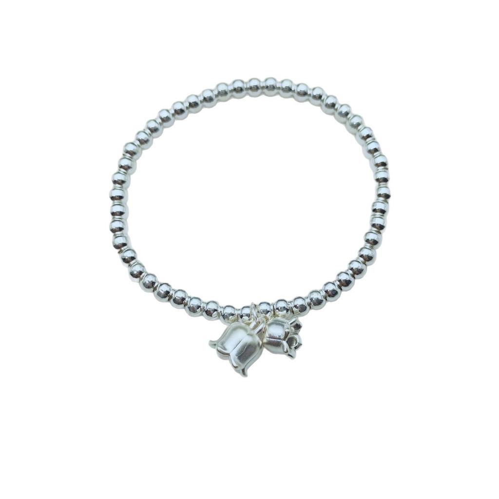 Orchid Niche Silver Bell Beaded Bracelet - Versatile, Handmade, Fashionable, Simple Design