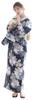 Dita Yukata Set with Obi and Chrysanthemum Obi In Navy and Light Design with a Large Easy To Dress by Yourself Kisaragi Classic Free Women's 5-Piece