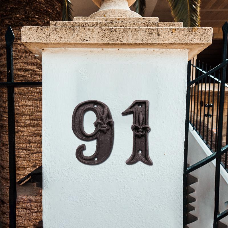 Insegna Metallica Digitale per Casa Numeri in Ghisa Targhetta per Porta Marchio in Ferro Durevole Fai da Te Caffè Negozio Decorazione Murale Famiglia Giardino Negozio Regalo