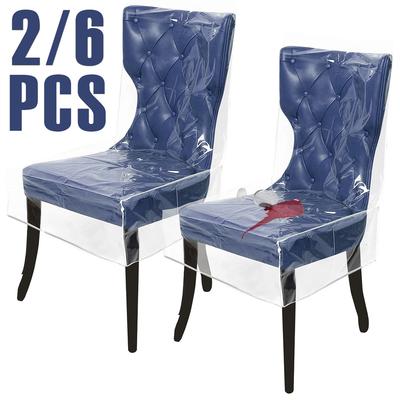 2/6Pcs Transparent Plastic Chair Cover Waterproof Dustproof Dining Room Chair Cover Thicken Scratch Resistant Seat Protector