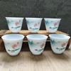 6pcs/40ml Japanese Ceramic Tea Cup Set Retro White Porcelain Tea Bowl Sake Cups Coffee Mug Household Handmade Master Cup