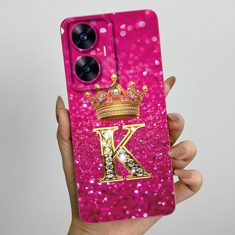 For Realme C55 RMX3710 Luxury Crown Letters Cover Soft Silicone Phone Case For Realme Narzo N55 C 55 RealmeC55 NarzoN55 Bumper