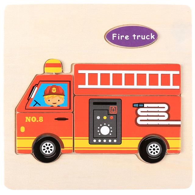 Baby Toys Wooden 3D Puzzle Cartoon Animal Vehicle Wood Jigsaw Puzzles Intelligence Montessori Educational Toys for Children