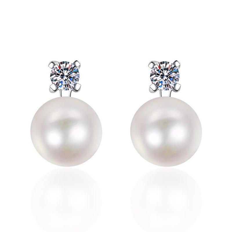Moissanite & Sterling Silver Pearl Dangle Earrings for Women