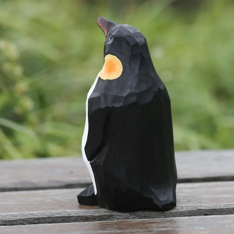 Crafts Penguin Simulation Animal Carving Log Decoration Emperor Penguin Decoration