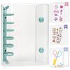 GOKEI Sticker Shrink A7 Mini Clear Binder 2 Zippered 2 Sticker Card Collage Green Book, Plastic, Transparent, Size, [20 Refills, Pockets, Underlays]