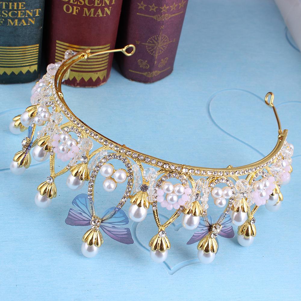 Brautlicher Barock-Hochzeitsschmuck im europäischen Stil, Schmetterlingskrone, Abendkleid, Hochzeitskleid-Accessoires