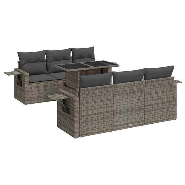 VidaXL Garden Lounge Set with Cushions 7 Pcs Grey Wicker 3326421