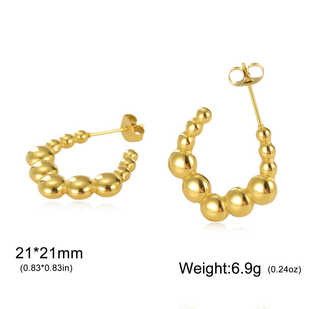 Cazador Geometric Beads Women's Earrings Gold Color Trendy Waterproof Earrings Stainless Steel Jewelry 2026 Party Wedding Gifts