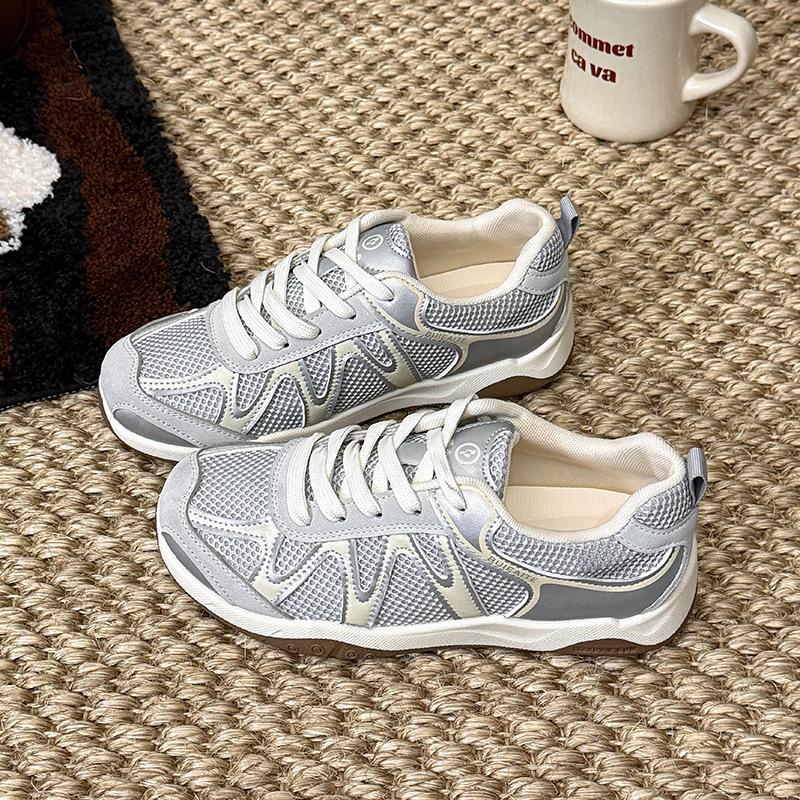 Mesh dad shoes girl 2025 autumn new student sports running shoes fashion casual moral training shoes minimalist board shoes