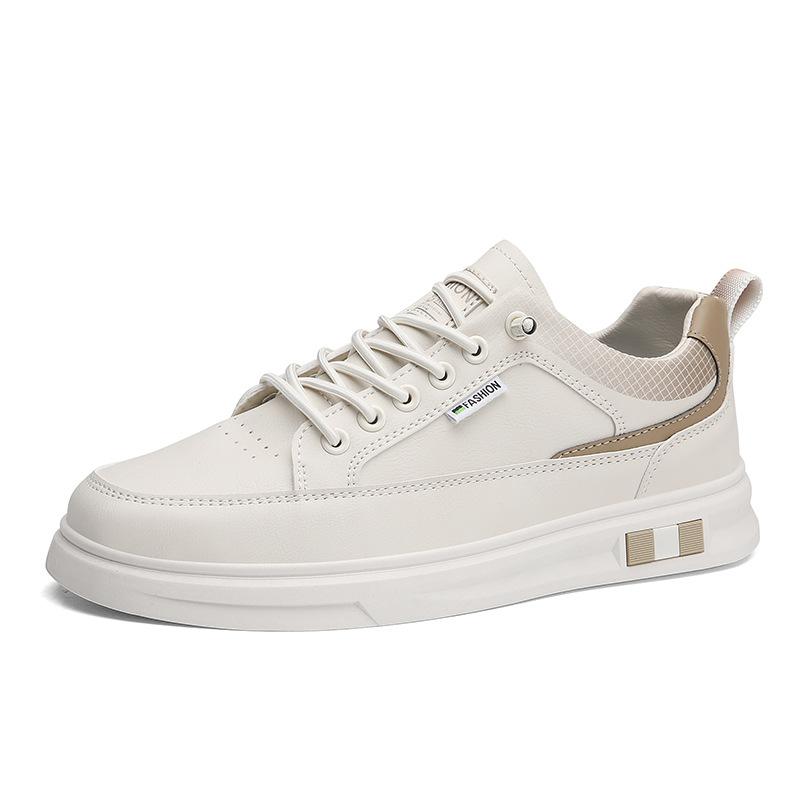 Jarní a podzimní módní ležérní boty Korejská verze nízkých přiléhavých líných bot, jednoduché studentské bíé boty s koženým povrchem