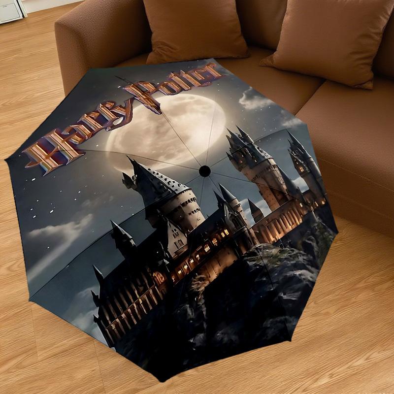 1PC Harry Potter Hogwarts Umbrella-8-Rib Reinforced, Automatic Open, Lightweight & Durable, Cute Fashion Accessory for Outdoor, D2654
