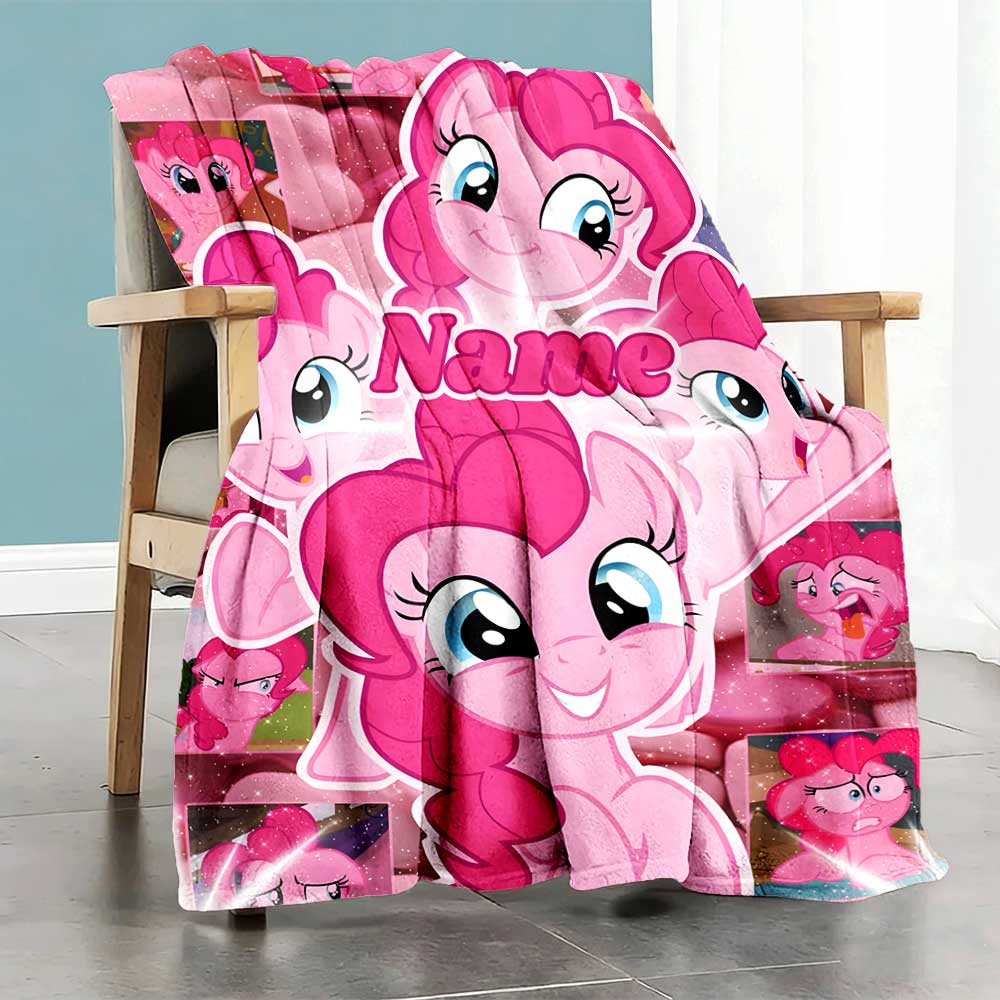 Little Pony (17) Personalized Text Blanket Lightweight Personalized Blanket Comfortable Suitable for Home Decor Office Living Room Office Chair