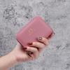 Portable Pu Leather Short Wallet Zipper Closure Cute Style Women Card Holder Simple Design Large Capacity Coin Purse For Women