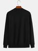 Round Neck Sweatshirt Black Italian Flag Print and Text Casual Sports
