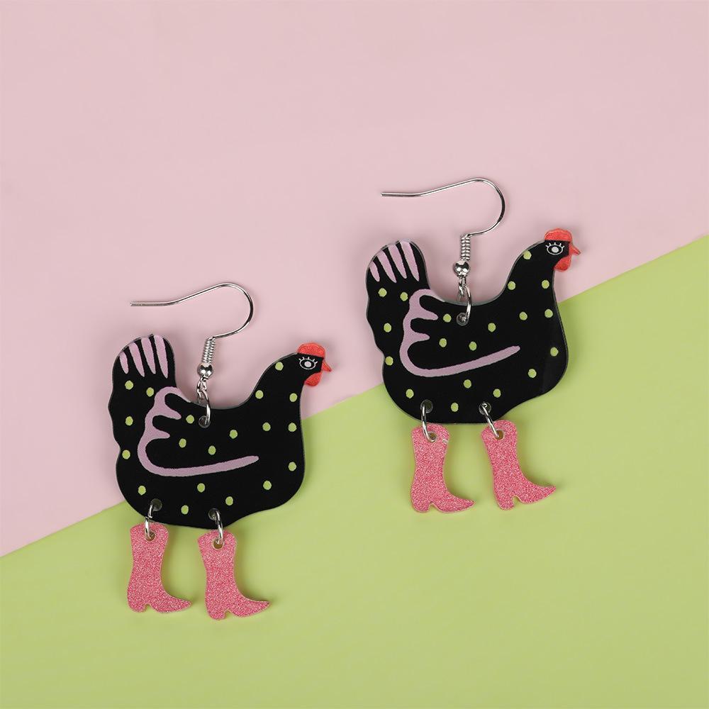Custom Environmentally Friendly Acrylic Earrings, Cartoon Color Hen-Shaped Earrings Earrings.