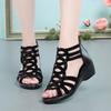 Women Sandals Wedges 2026 New Summer Comfortable Hollow Roman Sandals Elegant Low Heel Shoes for Women Fashion