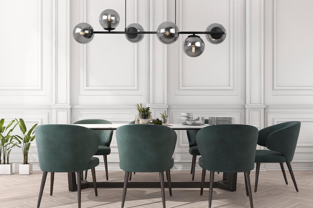 Siena Black Hanging Lamp 6-Flat Graphite Lampshade E14