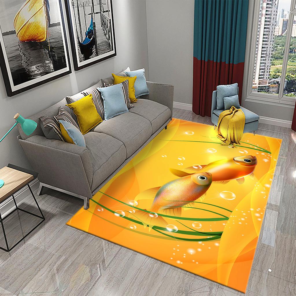 Living Room Kitchen Bedroom Entrance Rug Home Gift Cute Dreamy Goldfish Rug Bathroom Non-Slip Rug Mat