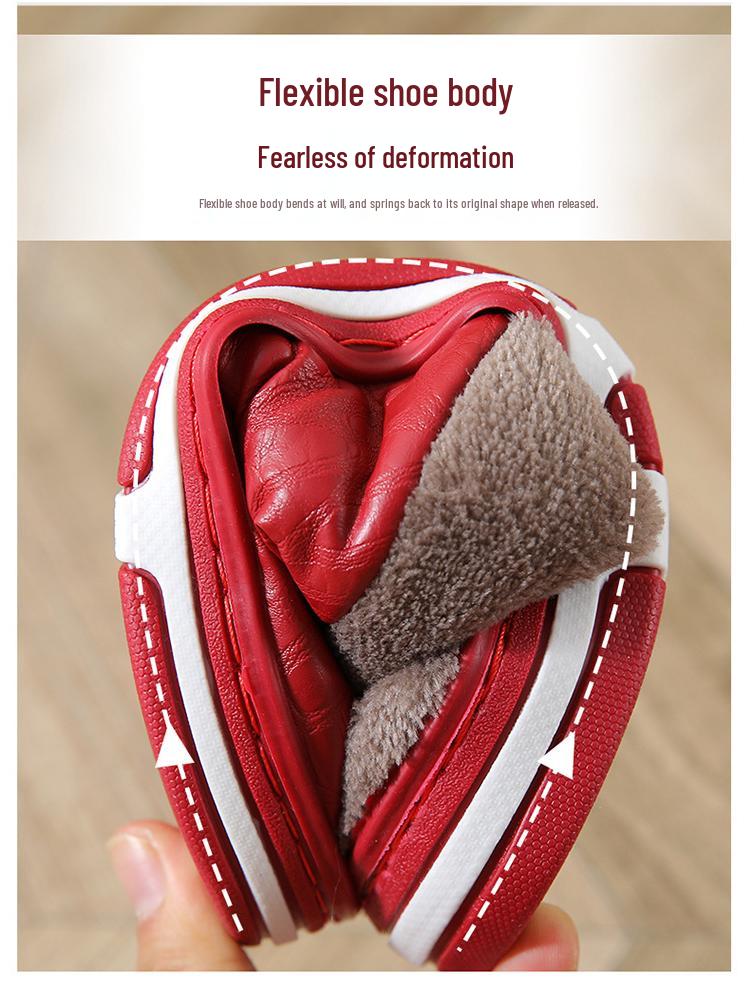 Unisex Cotton Slippers - Warm Plush Flat Heel, Indoor/Outdoor, Plus Size, Thick Sole for Autumn/Winter