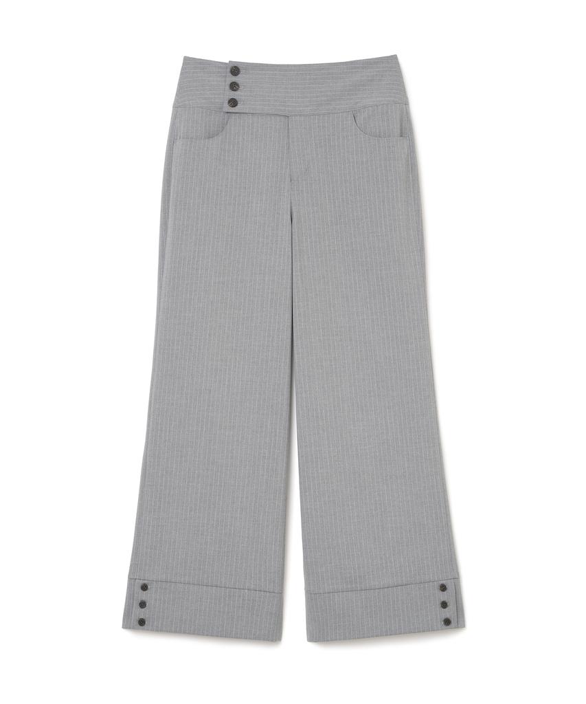 MILLO WOMEN Striped Button Pants [Gray]