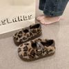 Cute fluffy slippers women's 2025 new autumn and winter velvet lamb wool shallow mouth beanie shoes with Mary Jane shoes