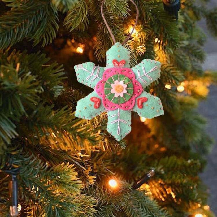 Festival Snowflake Felt Decorations With Embroidery Detail Reusable Christmas Tree Gift Accessories