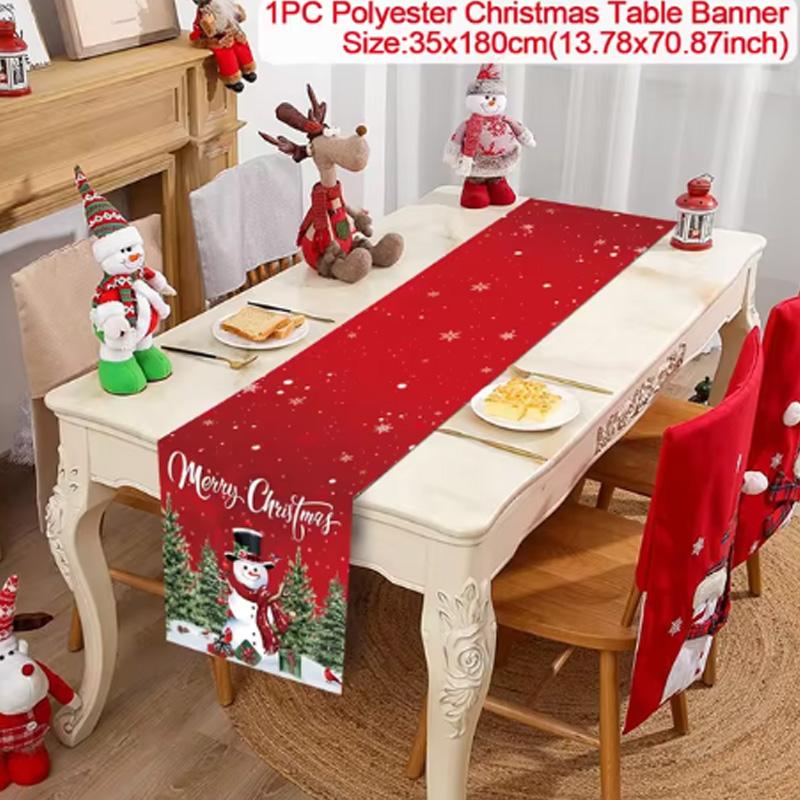 Decorațiune nouă față de masă de Crăciun pentru petreceri tematice de sărbători, restaurante, adunări de familie, fețe de masă, masă de Crăciun fla