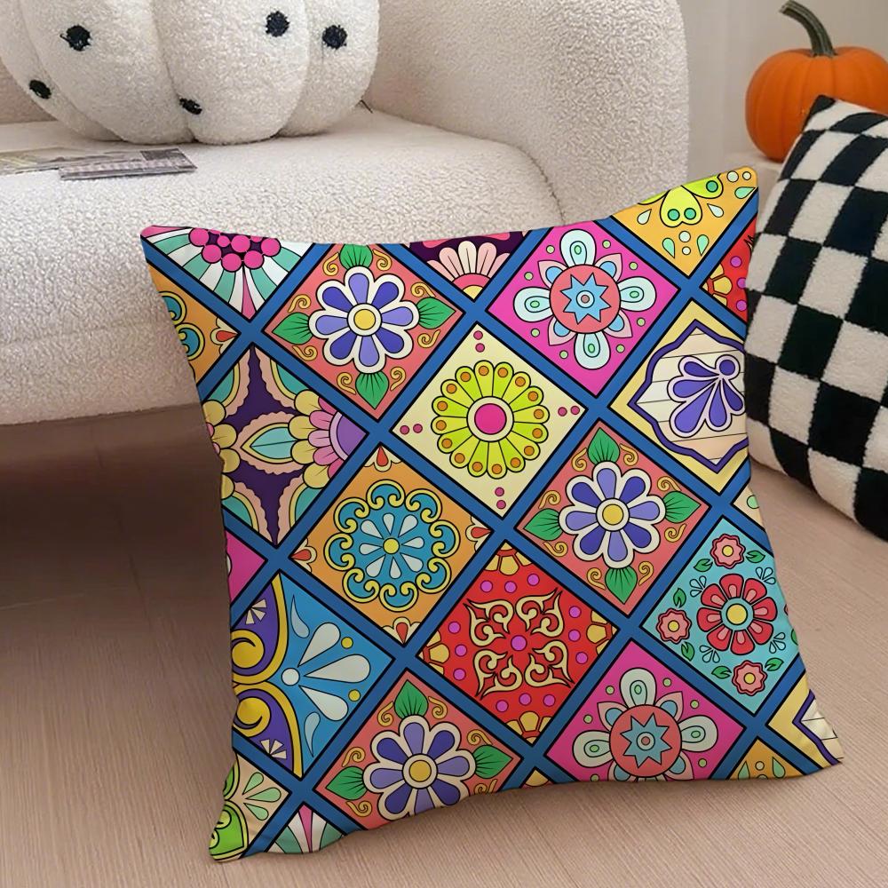 

Meander Pattern Cushion Cover Linen Pillow Case Soft Breathable Protective Couch Room Decoration 40x40cm