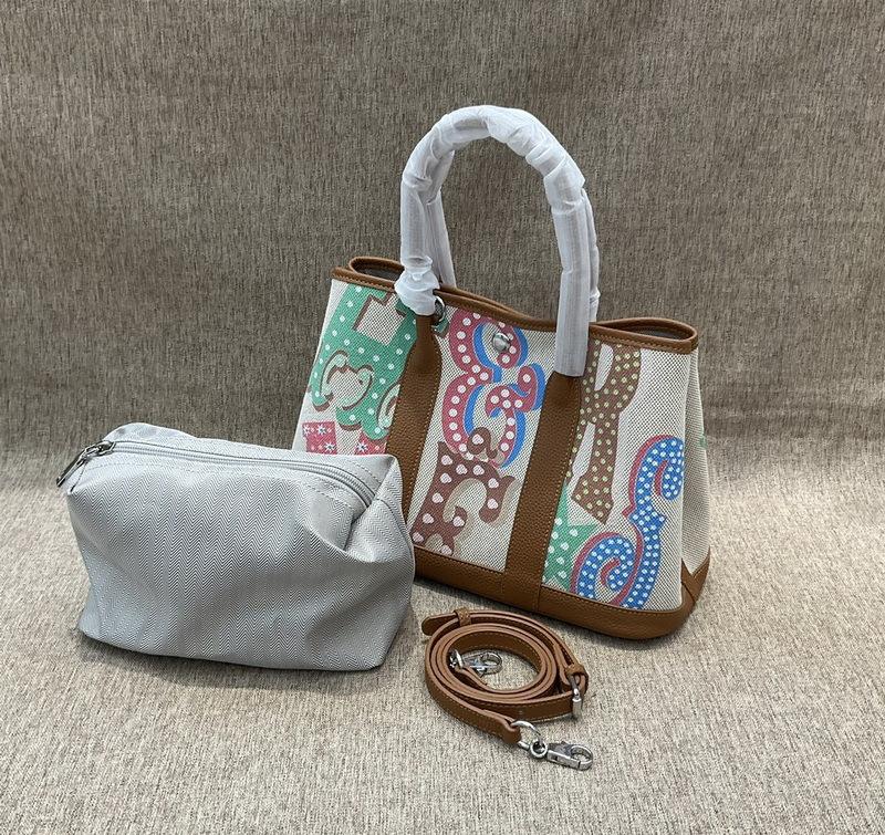 Νέα τσάντα από γνήσιο δέρμα, κορυφαία στρώση από δέρμα αγελάδας TOGO με πάνινη τσάντα κήπου, τυπωμένη τσάντα