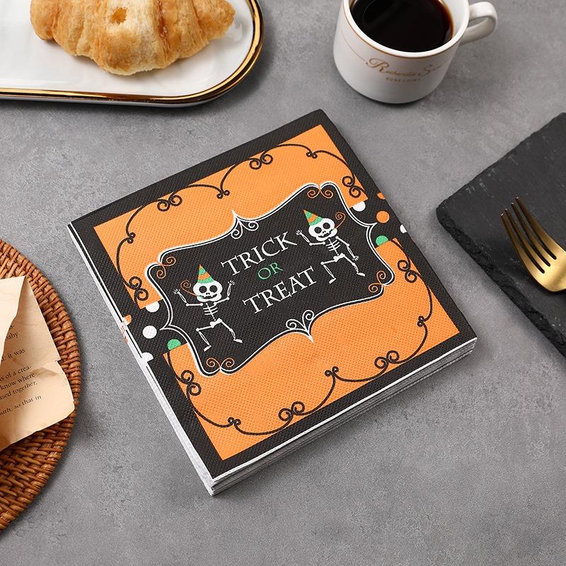 20Pcs/Pack 33x33cm Halloween Pumpkin Printed Disposable Napkin Paper Table Dinner Tissues Party Decoration