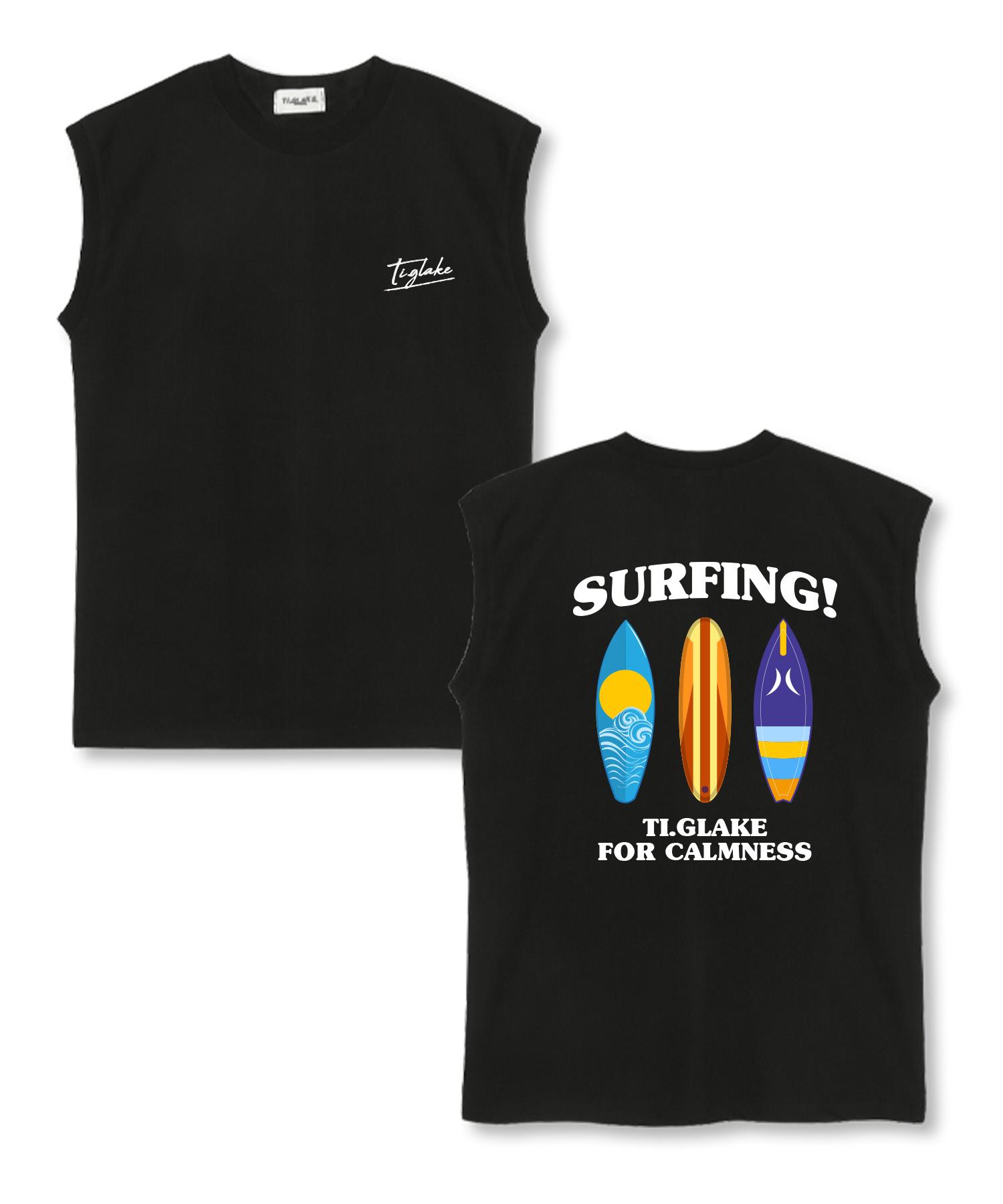 Tee Glake Surfboard Ti Oversized Sleeveless T-Shirt Black Xl