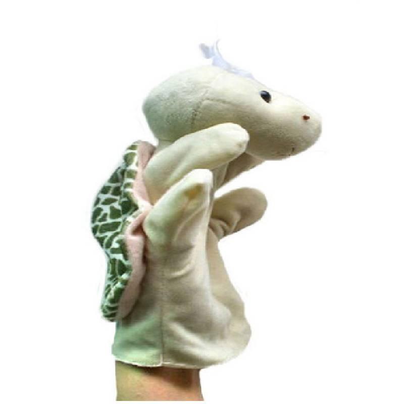 Weiche und entzückende Handpuppen von Gemeinschaftshelfern mit bunten Tiermotiven