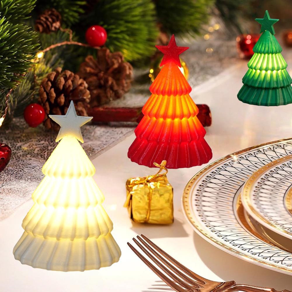 XS3D002 Luminous 3D Christmas Tree Ornament - Festive Party Desktop Decoration