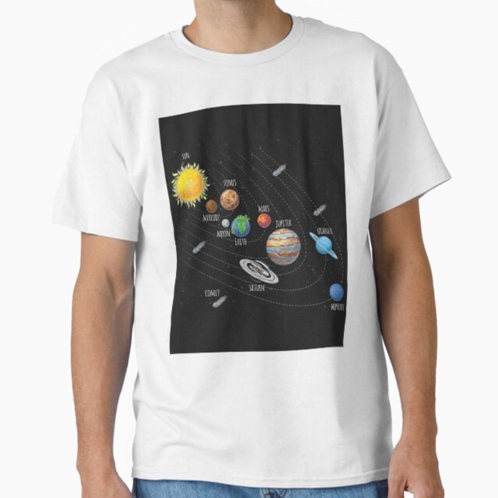 Solar System Planets Sun Mercury Venus Earth Mars Jupiter Saturn T-shirt