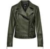 Women's Only Tiefe Biker Jacket with Asymmetrical Zip and Quilted Trim Green