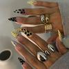 10 Pcs High End Leopard Print Polka Dot Contrast French Tip Nails